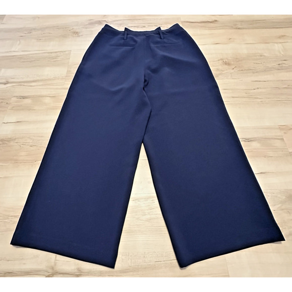 Boden Women 8R US 12R UK Pants Flat Front Wide Leg Cropped Navy Blue - Picture 2 of 8